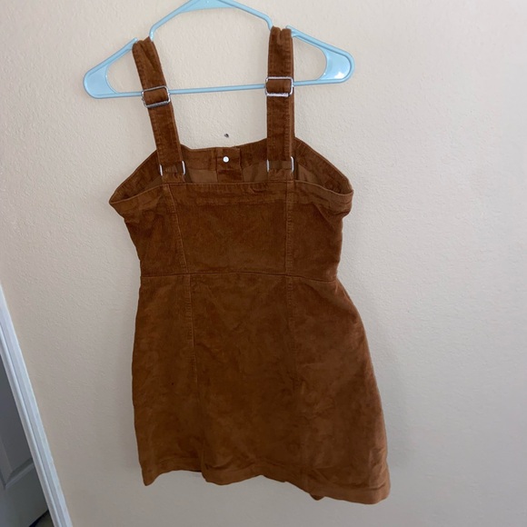 brown button front overalls corduroy cute y2k vintage dress mini hood core skirt - Picture 5 of 12